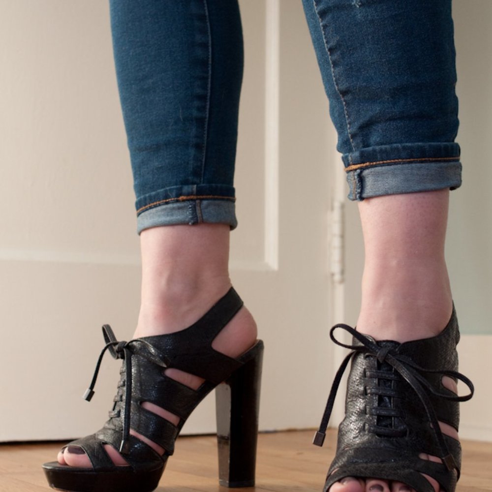 Black Coach Lace up Heels